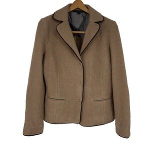 Katherine‎ Barclay Womens Wool Blend Jacket Large Camel Blazer Minimal Capsule